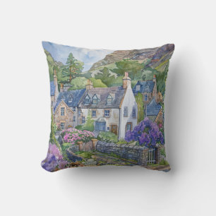 A Peaceful Scottish Village Throw Pillow