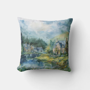 A Peaceful Scottish Village Throw Pillow