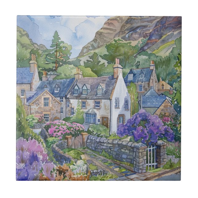 A Peaceful Scottish Village Tile (Front)