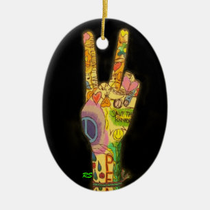 A Peaceful Theme - Peace Sign Ceramic Ornament