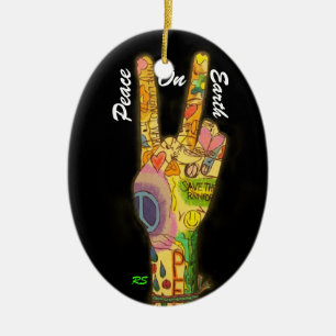 A Peaceful Theme - Peace Sign Ceramic Ornament