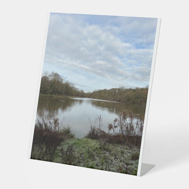 A peacful lake.. pedestal sign (Front)