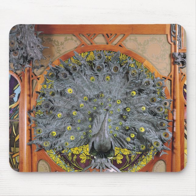 A peacock from the central panel of a mural mouse pad (Front)