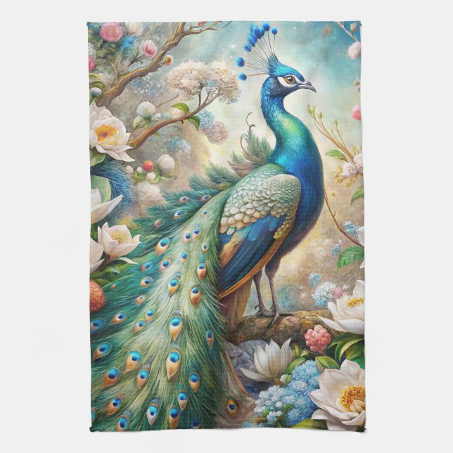A Peacock Kitchen Towel (Vertical)