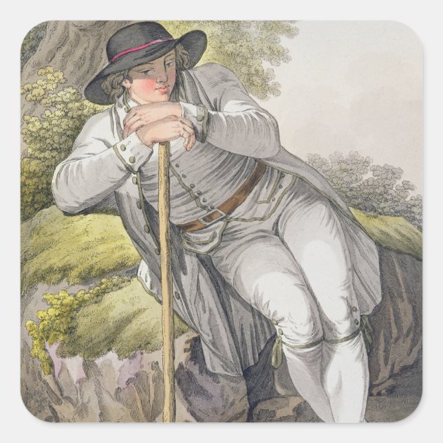 A Peasant of the Tesino Valley in Tyrol, from a co Square Sticker (Front)