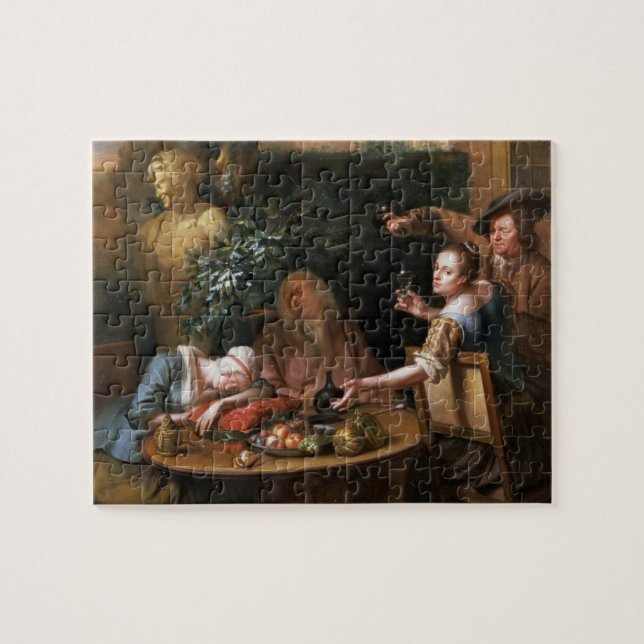 A peasant pours a drink for a woman while her husb jigsaw puzzle (Horizontal)