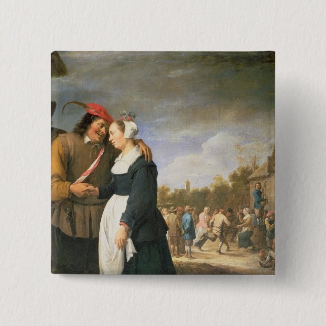 A Peasant Wedding, 1648 2 Inch Square Button (Front)
