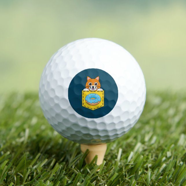 A Peeking Cat and a Blue Donut Golf Balls (Insitu Tee)