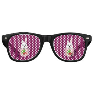 A Peeking White Bunny and a Watermelon Fruit Retro Sunglasses
