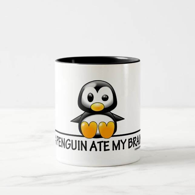 A Penguin Ate My Brain Two-Tone Coffee Mug (Center)