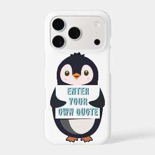 A penguin holding a sign with customizable text th