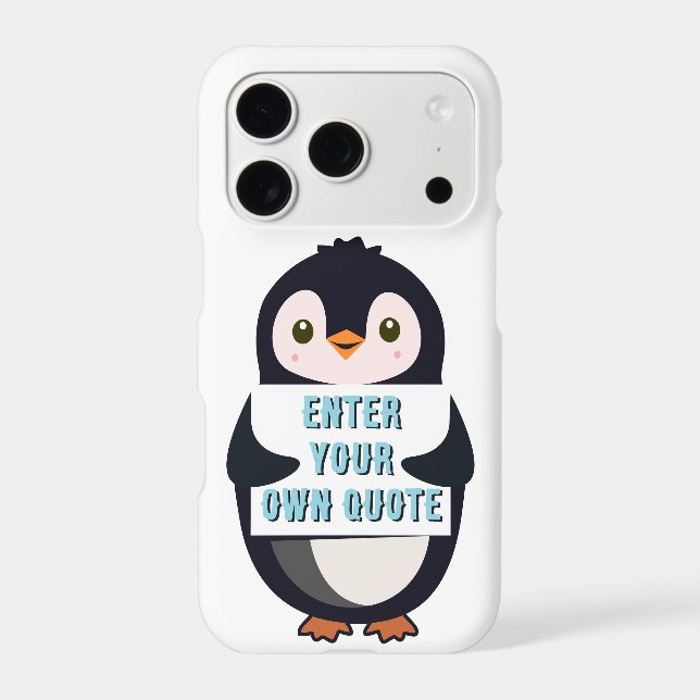 A penguin holding a sign with customizable text th (Back)