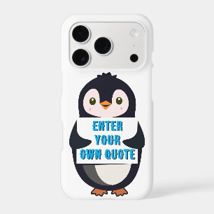 A penguin holding a sign with customizable text th
