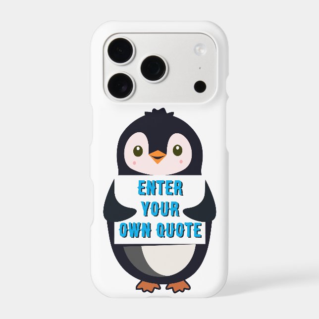 A penguin holding a sign with customizable text th (Back)
