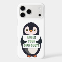A penguin holding a sign with customizable text th