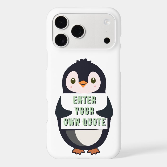 A penguin holding a sign with customizable text th (Back)