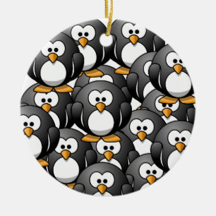 a penguin overload ceramic ornament