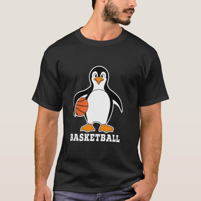 A Penguin Playing A Basketball Shoot Court Player T-Shirt (Front)