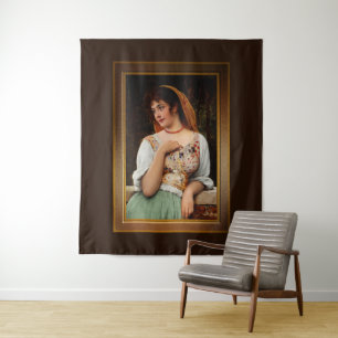 A Pensive Beauty by Eugen von Blaas Tapestry