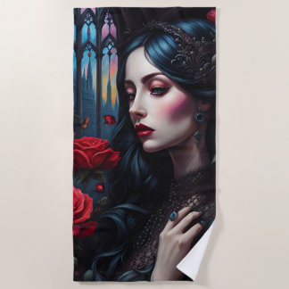 A pensive gothic beach towel