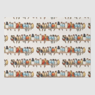 A Perch of Birds Vintage Finch Illustration, 1880 Tissue Paper