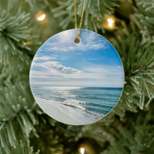 A Perfect Beach Day My Happy Place Christmas Ceramic Ornament