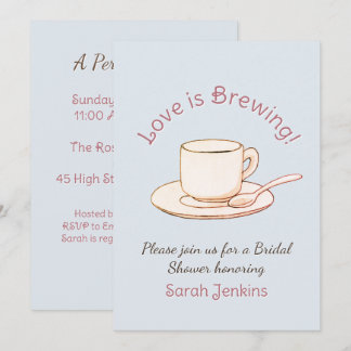 A Perfect Blend Bridal Shower Elegant Coffee Theme Invitation