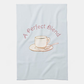 A Perfect Blend Elegant Cream Coffee Cup Kitchen Towel