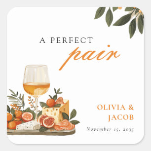 A Perfect Pair Wine & Cheese Engagement Party Square Sticker