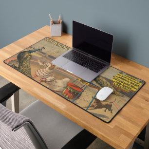 A Performing Zebu And Peacock With Clown Trainer Desk Mat