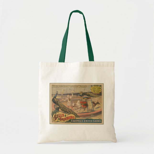 A Performing Zebu And Peacock With Clown Trainer Tote Bag (Front)