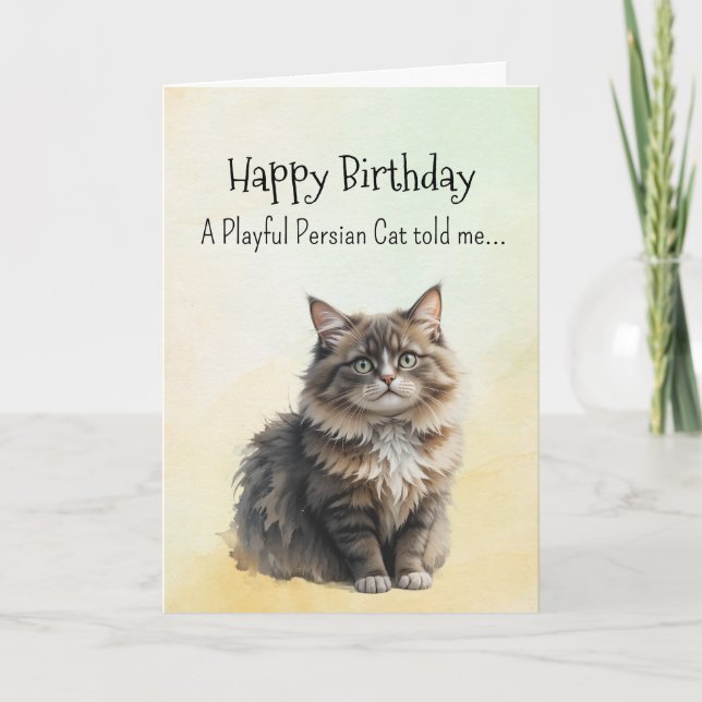 A Persian Cat Personality Birthday Fun Animal Card (Front)