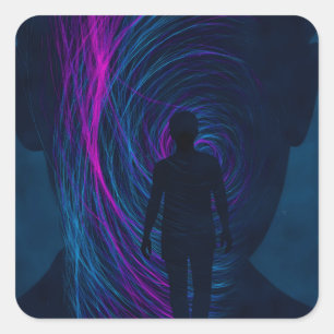 A person finds themselves lost in the algorithm Square Sticker