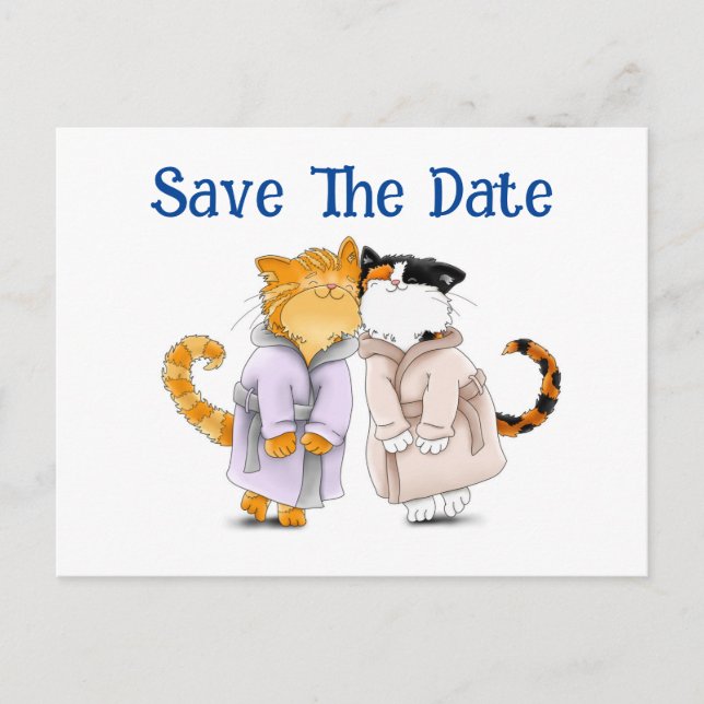 A Personalize Save The Date Cool Cats Postcard (Front)