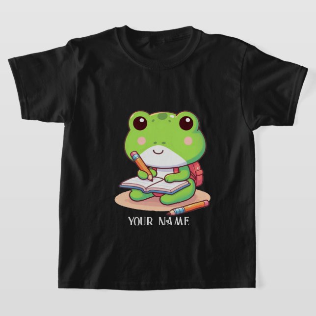  A personalized back to school cute frog design T-Shirt (Laydown)