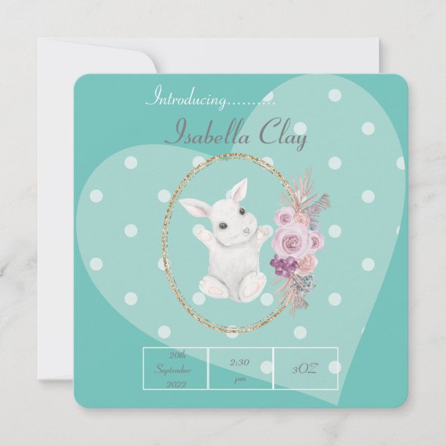 A PERSONALIZED BIRTH ANNOUNCEMENT FLAT CARD (Front)