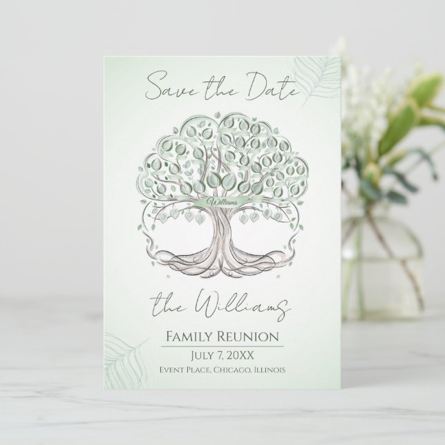 A personalized Family Tree Reunion Invitation (Standing Front)