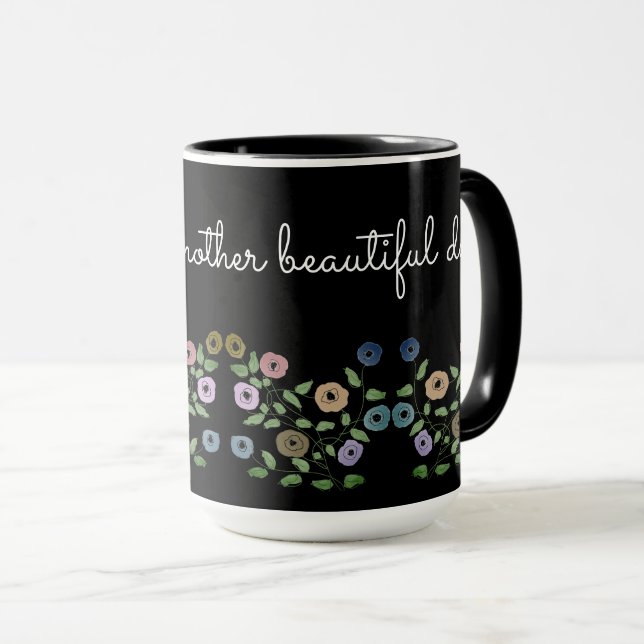 A Personalized Flowered Mug With Black (Front Right)