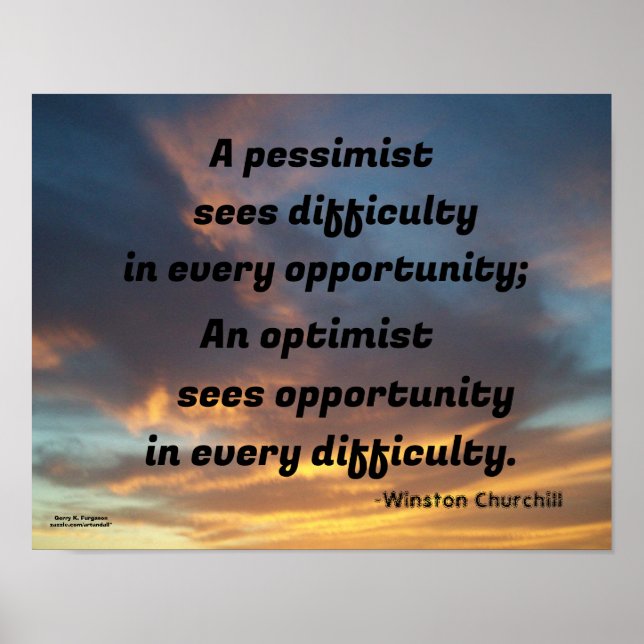 A PESSIMIST SEES DIFFICULTY CHURCHILL POSTER (Front)