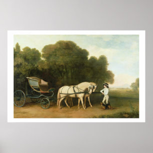 A Phaeton with a Pair of Cream Ponies in the Charg Poster