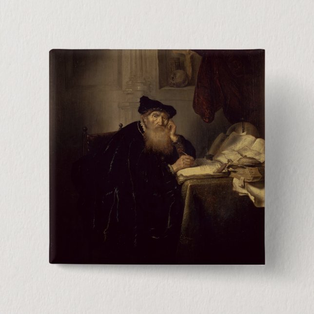 A Philosopher, 1635 (oil on panel) 2 Inch Square Button (Front)