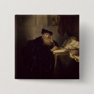 A Philosopher, 1635 (oil on panel) 2 Inch Square Button