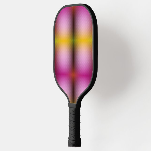 A pickleball paddle features a vibrant (Left)