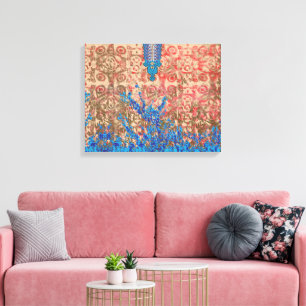 a picture of a blue and beige scarf canvas print