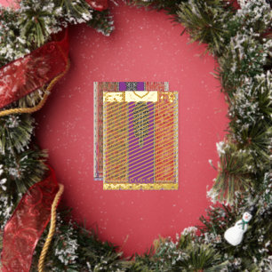 a picture of a scarf with a design on it foil holiday postcard