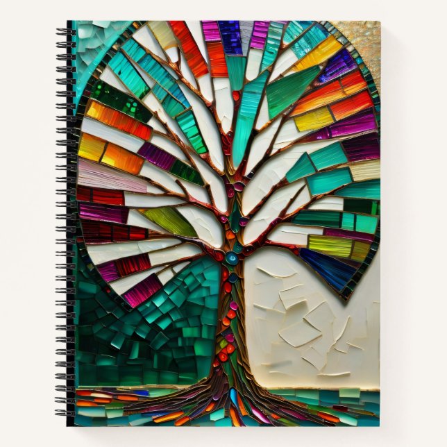 a picture of a tree made out of stained glass notebook (Front)