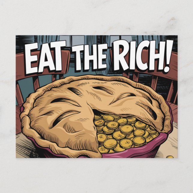 A Pie Full of Gold Coins Eat the Rich Comic Book  Postcard (Front)