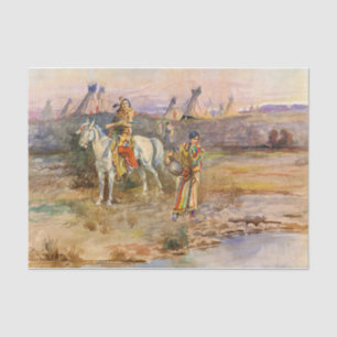 A Piegan Flirtation by Charles Marion Russell Tissue Paper