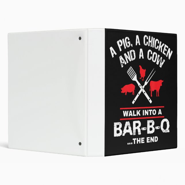 A Pig Chicken Cow Walk Into A Bar Funny BBQ Binder (Background)
