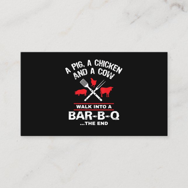 A Pig Chicken Cow Walk Into A Bar Funny BBQ Loyalty Card (Front)